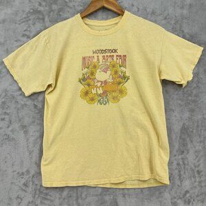 Dirty Cotton Scoundrels Woodstock Yellow Distressed Graphic Tee Shirt